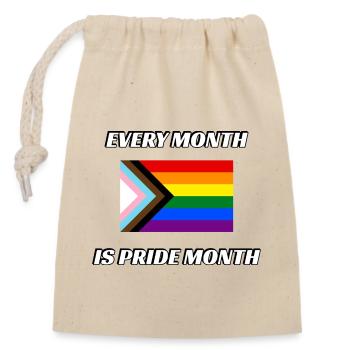 Jeder Monat ist Pride-Monat Fortschritt Pride-Flagge - Verschließbarer Geschenkbeutel aus Baumwolle (14x20cm) - Natur - Vorne