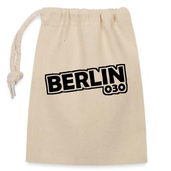 Berlin - 030 - Hauptstadt - Deutschland - Vorwahl - Verschließbarer Geschenkbeutel aus Baumwolle (14x20cm) - Natur - Vorne