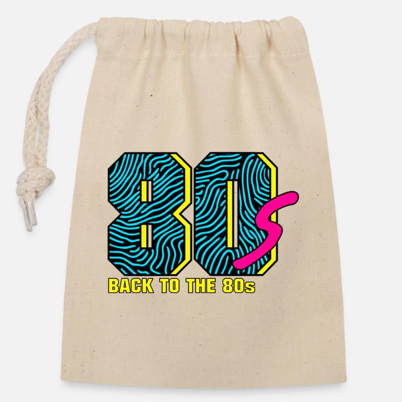 Back to the 80s - Verschließbarer Geschenkbeutel aus Baumwolle (14x20cm) - Natur