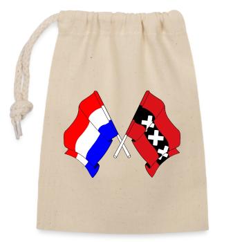 Drapeau Pays-Bas, Amsterdam croisé - Sac cadeau en coton avec cordon (14 x 20 cm) - nature - Devant