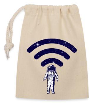 Astronauten-WLAN-Bereich - Verschließbarer Geschenkbeutel aus Baumwolle (14x20cm) - Natur - Vorne