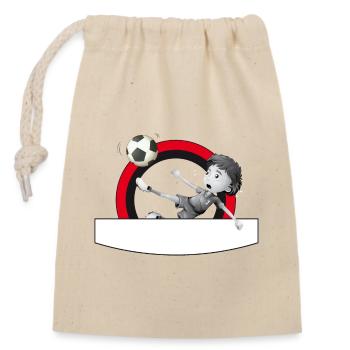 Footballer kicks out of the circle - Closable cotton gift bag (14x20cm) - nature - Front