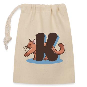 Cat Letter K - Closable cotton gift bag (14x20cm) - nature - Front