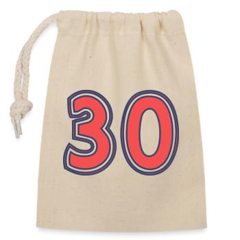 30. 30 YEARS. 30th ANNIVERSARY. 30 YEARS ANNIVERSARY. - Closable cotton gift bag (14x20cm) - nature - Front