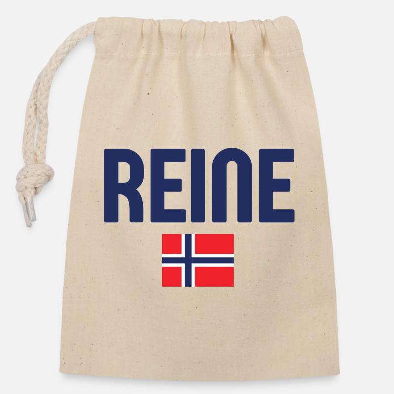 Reine-Norway Flag Design - Closable cotton gift bag (14x20cm) - nature