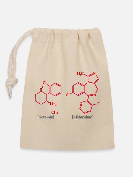 Ketamin Midazolam - Verschließbarer Geschenkbeutel aus Baumwolle (14x20cm) - Natur