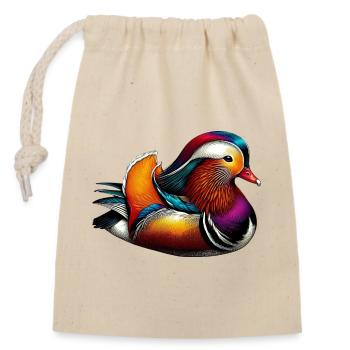Canard mandarin - Sac cadeau en coton avec cordon (14 x 20 cm) - nature - Devant