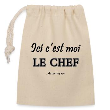 c'est moi le chef - Sac cadeau en coton avec cordon (14 x 20 cm) - nature - Devant