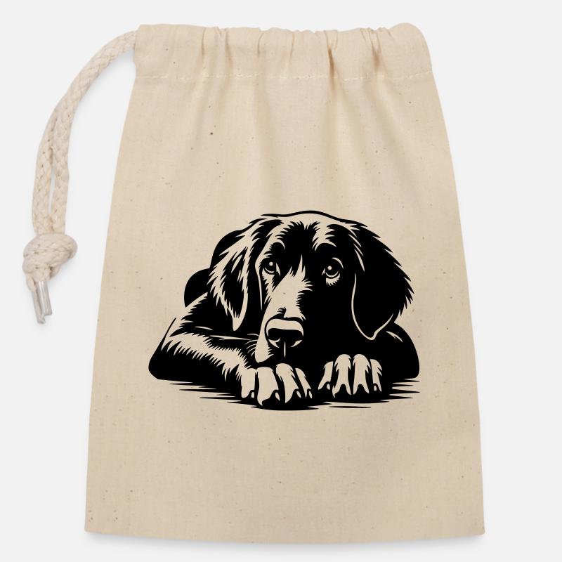 Flat-coated Retriever - Closable cotton gift bag (14x20cm) - nature