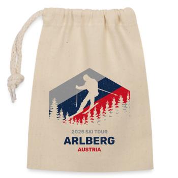 Arlberg, Österreich 2025 Skitour Bekleidung - Verschließbarer Geschenkbeutel aus Baumwolle (14x20cm) - Natur - Vorne