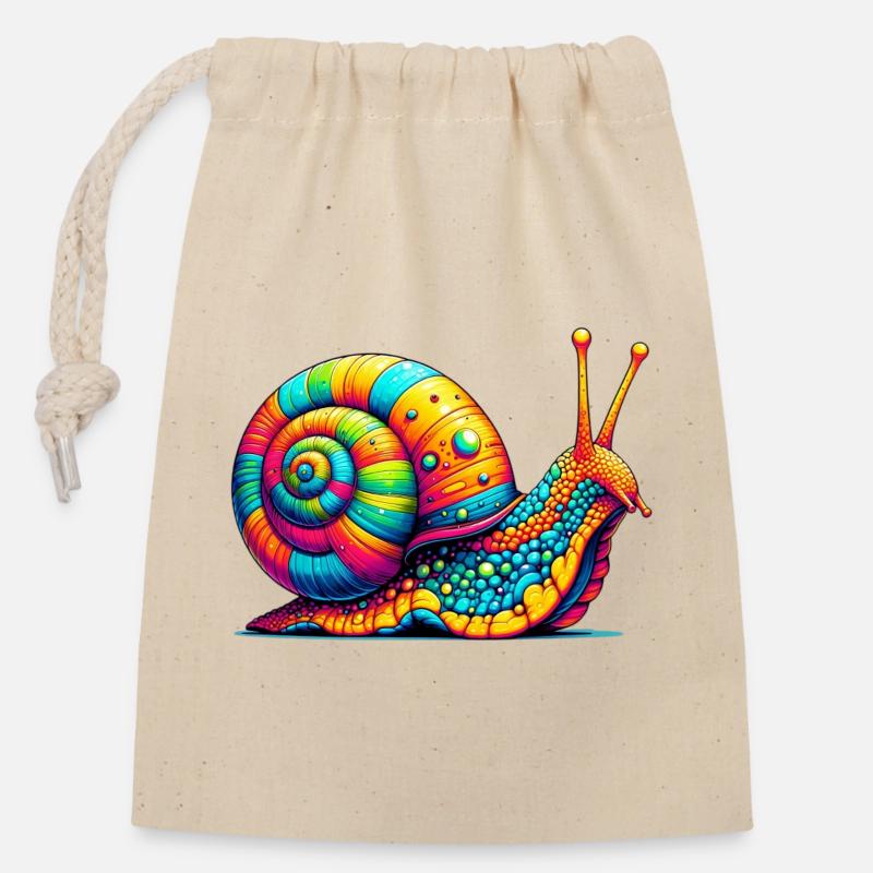 Schnecke - Verschließbarer Geschenkbeutel aus Baumwolle (14x20cm) - Natur
