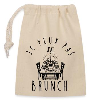 I can't, I have brunch. - Closable cotton gift bag (14x20cm) - nature - Front