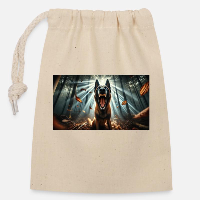 Malinois - Sac cadeau en coton avec cordon (14 x 20 cm) - nature