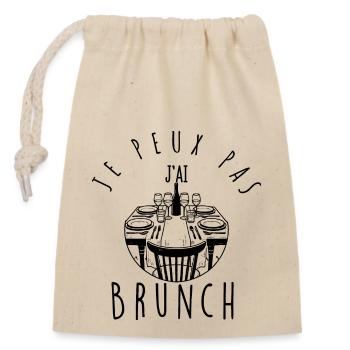 I can't, I have brunch. - Closable cotton gift bag (14x20cm) - nature - Front