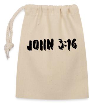 John 3:16 - Closable cotton gift bag (14x20cm) - nature - Front