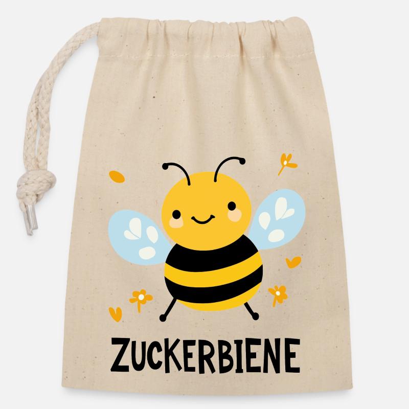 Sugar bee - Closable cotton gift bag (14x20cm) - nature