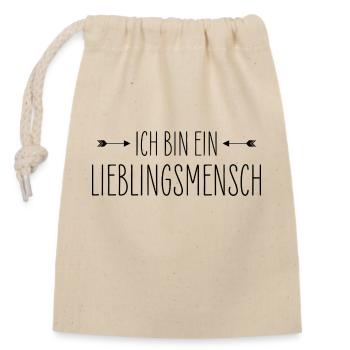 Ich bin ein Lieblingsmensch - Verschließbarer Geschenkbeutel aus Baumwolle (14x20cm) - Natur - Vorne