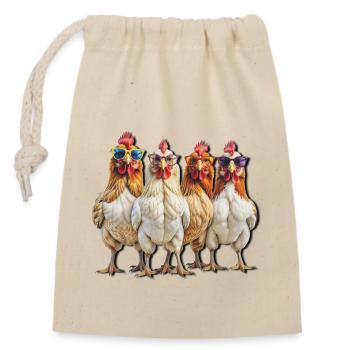 Chicken Sunglasses - Closable cotton gift bag (14x20cm) - nature - Front