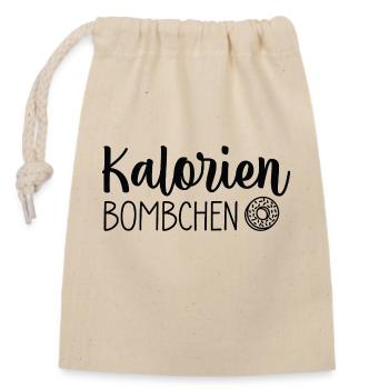 Kalorien Bömbchen 🍩💣 - Verschließbarer Geschenkbeutel aus Baumwolle (14x20cm) - Natur - Vorne