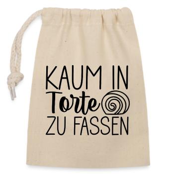 Kaum in die Torte zu fassen 🎂🤯 - Verschließbarer Geschenkbeutel aus Baumwolle (14x20cm) - Natur - Vorne