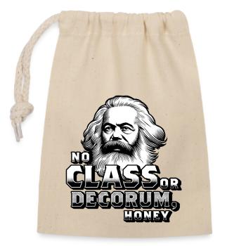 Karl Marx "Keine Klasse und kein Anstand, Schatz" Kommunist - Verschließbarer Geschenkbeutel aus Baumwolle (14x20cm) - Natur - Vorne