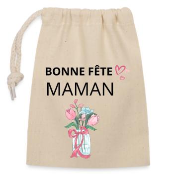 Bonne fête maman - Sac cadeau en coton avec cordon (14 x 20 cm) - nature - Devant