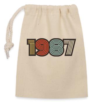1987 rétro vintage - Sac cadeau en coton avec cordon (14 x 20 cm) - nature - Devant