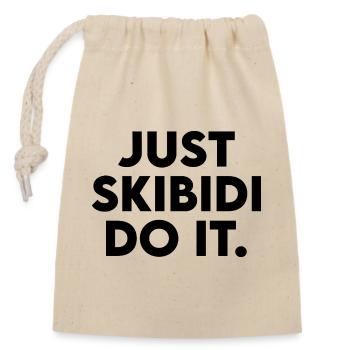 JUST SKIBIDI DO IT - Lustiges Kirchenbank-Design - Verschließbarer Geschenkbeutel aus Baumwolle (14x20cm) - Natur - Vorne