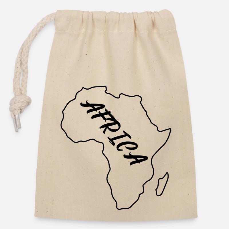 Aperçu de l’Afrique - Sac cadeau en coton avec cordon (14 x 20 cm) - nature