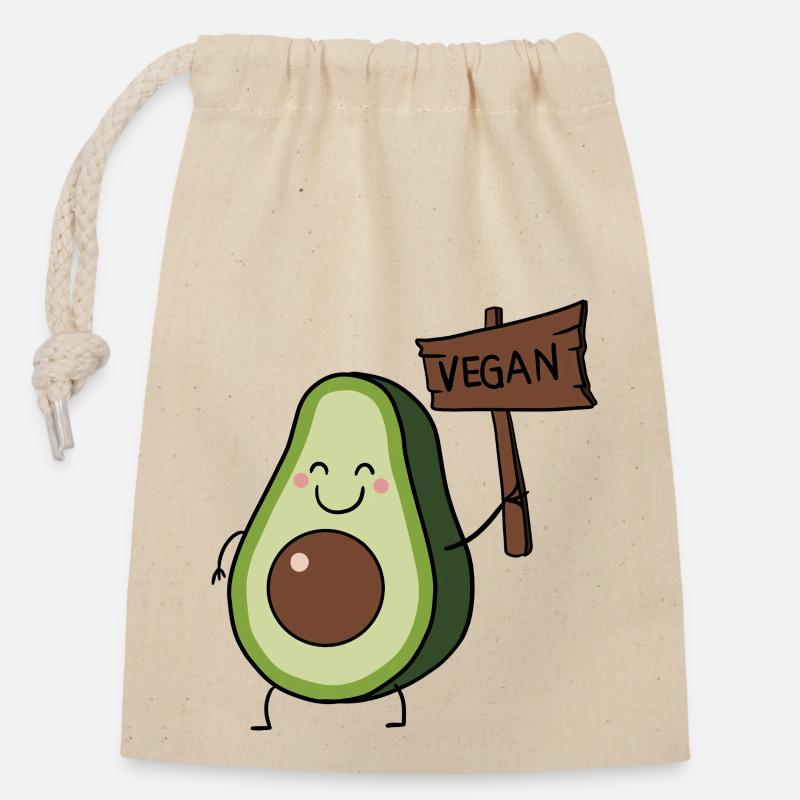 Vegan Avocado - Closable cotton gift bag (14x20cm) - nature