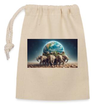 Carry the world - Closable cotton gift bag (14x20cm) - nature - Front