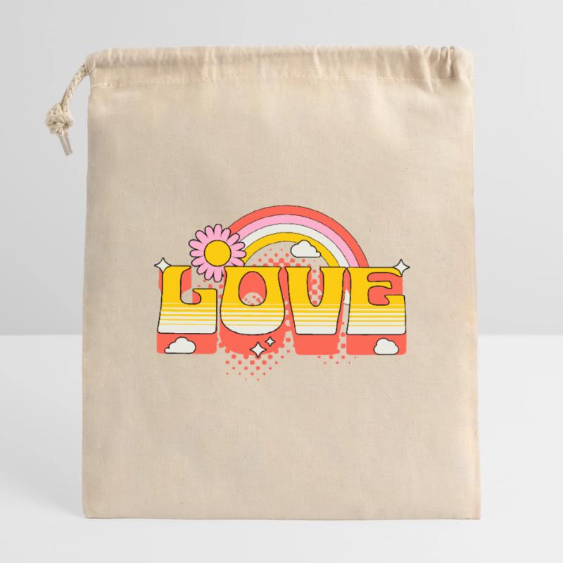 Love Scripture Flower Rainbow Clouds Art Closable cotton gift bag (14x20cm)