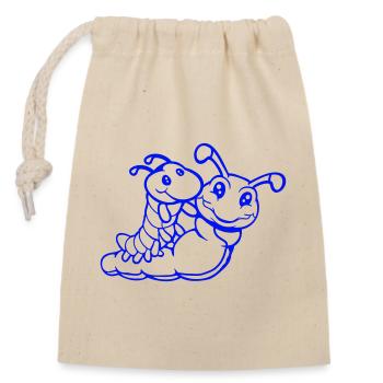 2 Freunde Raupe reiten Vater Mutter Kind Papa Mama - Verschließbarer Geschenkbeutel aus Baumwolle (14x20cm) - Natur - Vorne