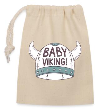 Bébé Viking Casque Illustré - Sac cadeau en coton avec cordon (14 x 20 cm) - nature - Devant