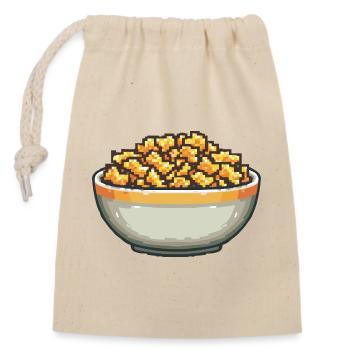 Bol de pop-corn Pixel Art - Sac cadeau en coton avec cordon (14 x 20 cm) - nature - Devant