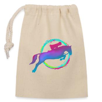 équitation - Sac cadeau en coton avec cordon (14 x 20 cm) - nature - Devant