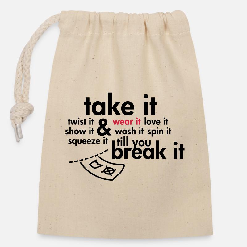 Take it & wear it.. - Closable cotton gift bag (14x20cm) - nature