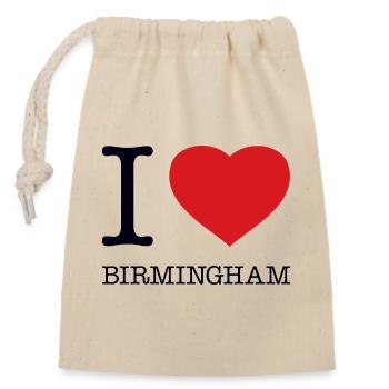 J’adore Birmingham - Sac cadeau en coton avec cordon (14 x 20 cm) - nature - Devant