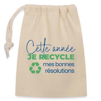 This year I'm recycling my good resolutions - Closable cotton gift bag (14x20cm) - nature - Front