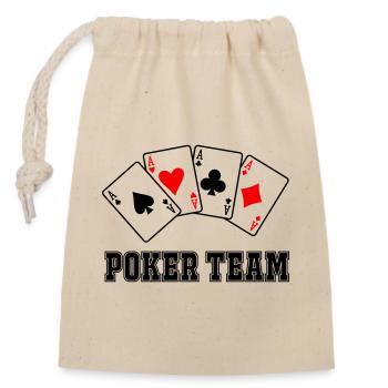 Équipe de poker - Sac cadeau en coton avec cordon (14 x 20 cm) - nature - Devant