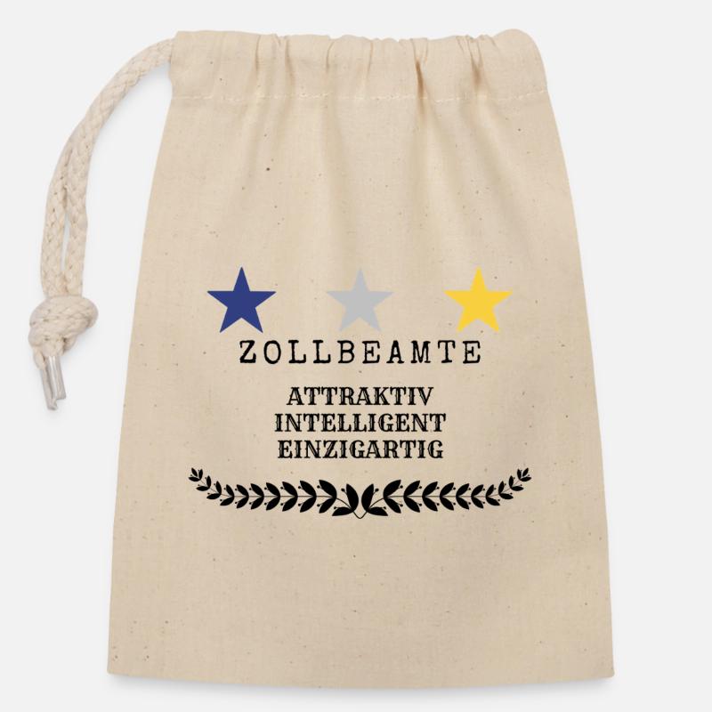 Customs officer - Closable cotton gift bag (14x20cm) - nature