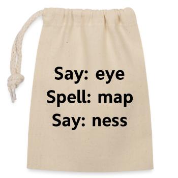 Funny word trick - Closable cotton gift bag (14x20cm) - nature - Front