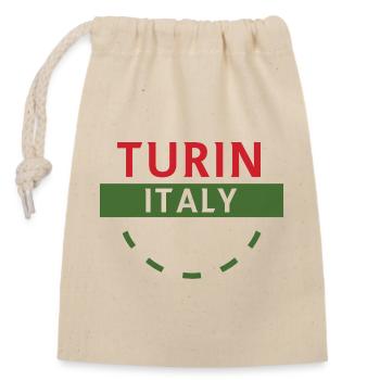Turn Italien Emblem T-Stück Kunstwerk - Verschließbarer Geschenkbeutel aus Baumwolle (14x20cm) - Natur - Vorne