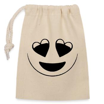 Yeux en cœur - Sac cadeau en coton avec cordon (14 x 20 cm) - nature - Devant