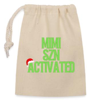 Mimi Szn Activated - Weihnachtsdesign - Verschließbarer Geschenkbeutel aus Baumwolle (14x20cm) - Natur - Vorne