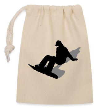 Snowboard - Verschließbarer Geschenkbeutel aus Baumwolle (14x20cm) - Natur - Vorne
