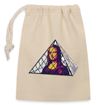 Mona Lisa (La Joconde) in der Glaspyramide - Verschließbarer Geschenkbeutel aus Baumwolle (14x20cm) - Natur - Vorne