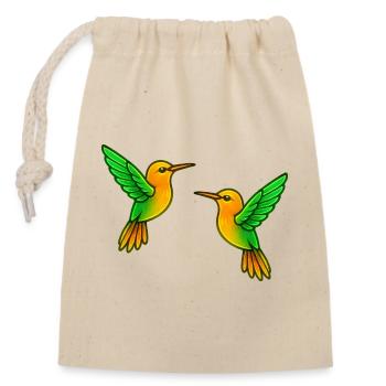 Doppelte Kolibri Farbenspiel - Verschließbarer Geschenkbeutel aus Baumwolle (14x20cm) - Natur - Vorne