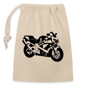Motorrad - Verschließbarer Geschenkbeutel aus Baumwolle (14x20cm) - Natur - Vorne