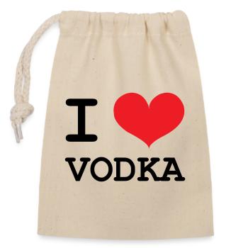 I Love Vodka - Alcohol - Closable cotton gift bag (14x20cm) - nature - Front